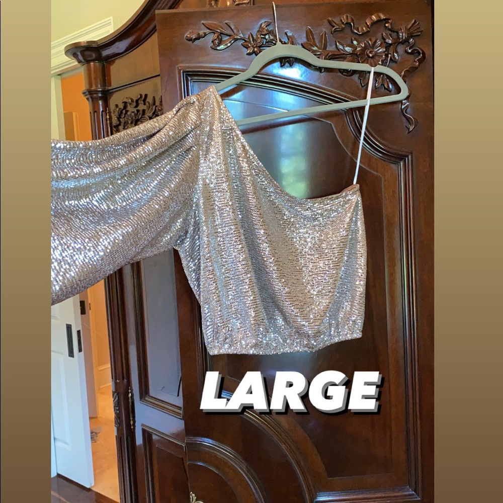 Off the shoulder sequin top